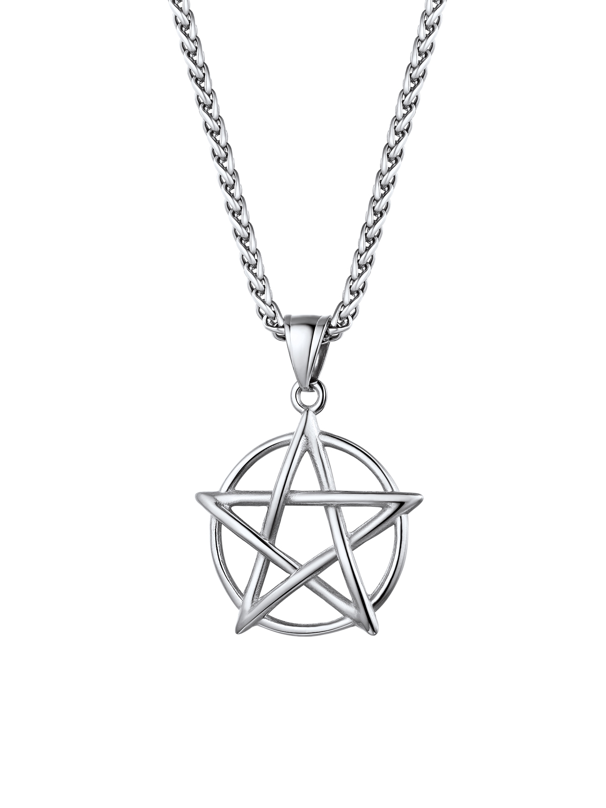 Pentagram Pendant Wicca Necklace in Stainless