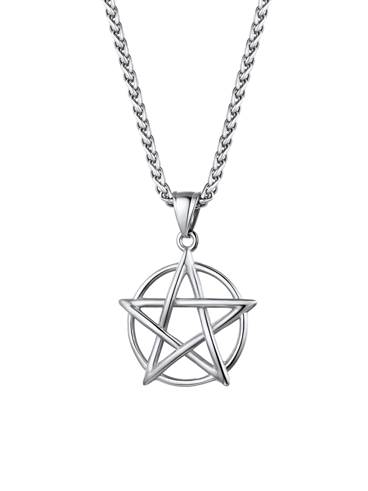 Pentagram Pendant Wicca Necklace in Stainless