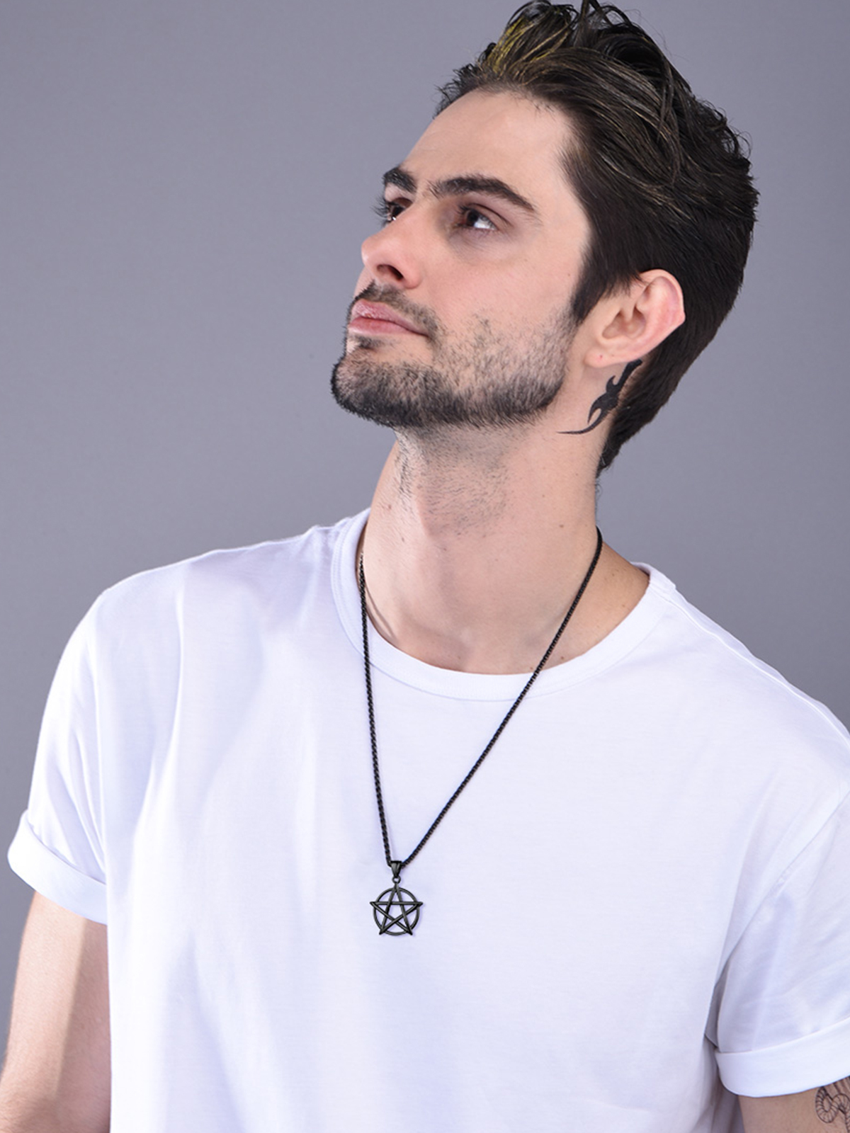 Pentagram Pendant Wicca Necklace in Black