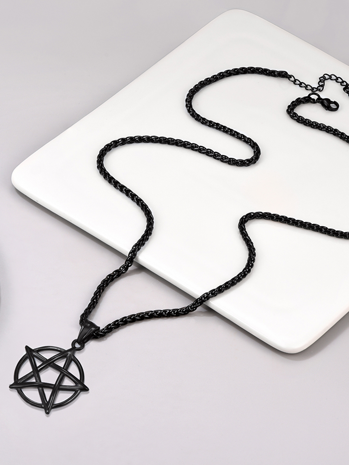Pentagram Pendant Wicca Necklace in Black