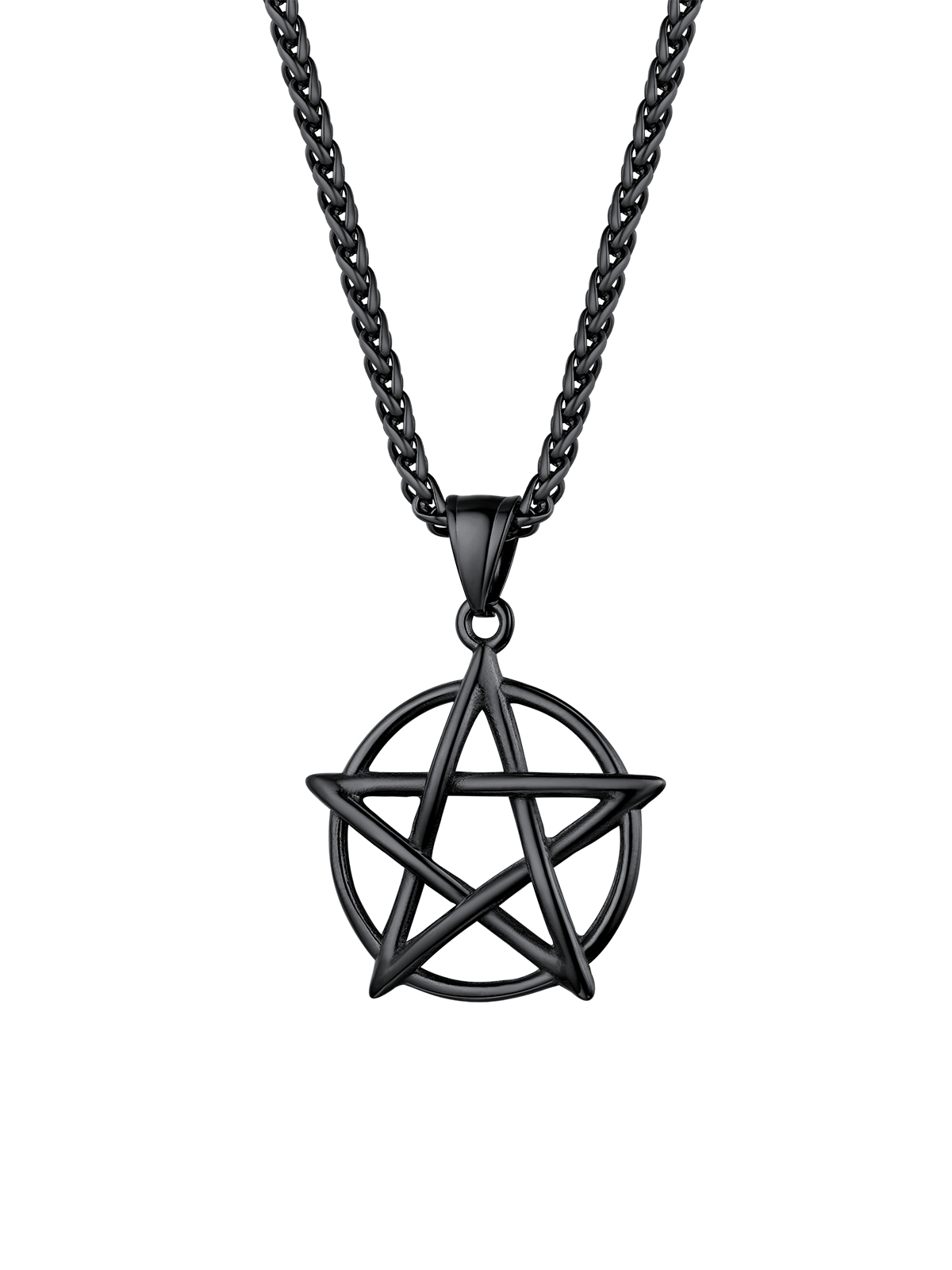 Pentagram Pendant Wicca Necklace in Black