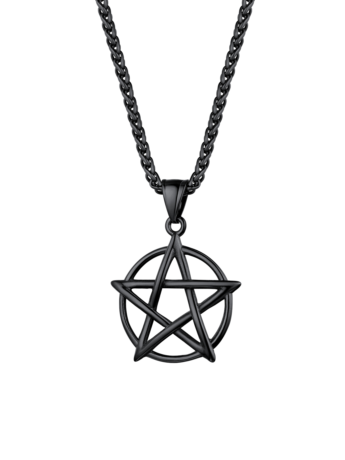 Pentagram Pendant Wicca Necklace in Black