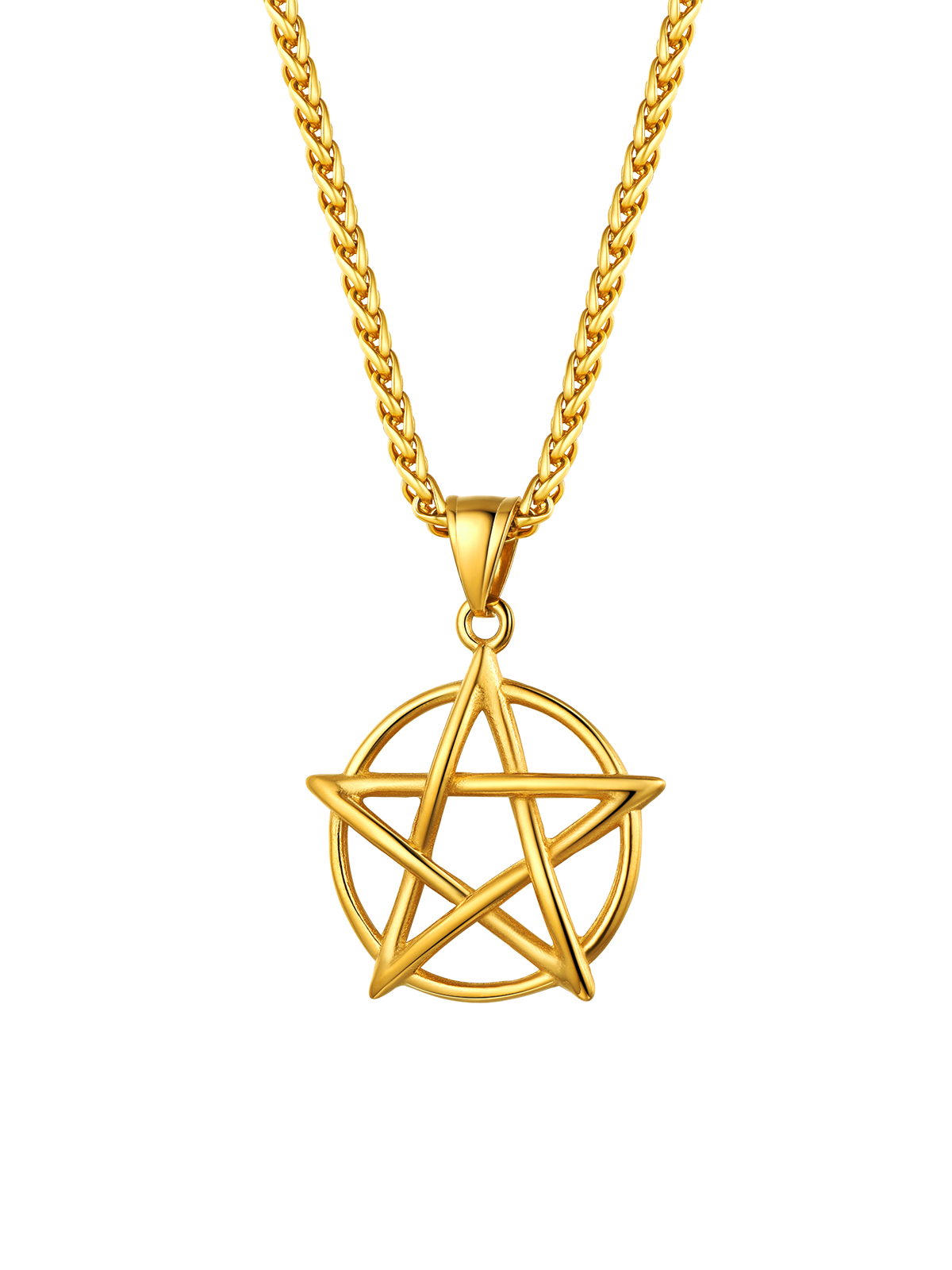 Pentagram Pendant Wicca Necklace in 18K Gold