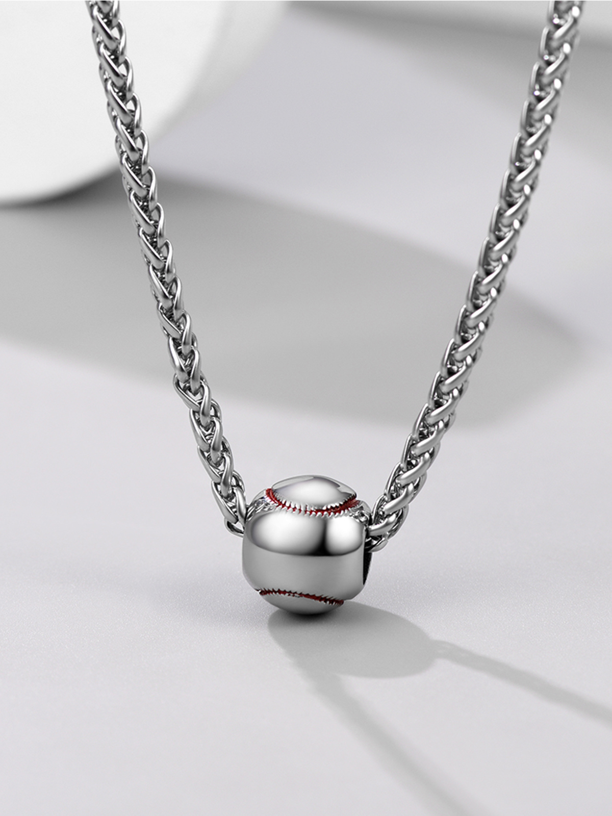 Baseball Pendant Sport Ball Necklace in Stainless