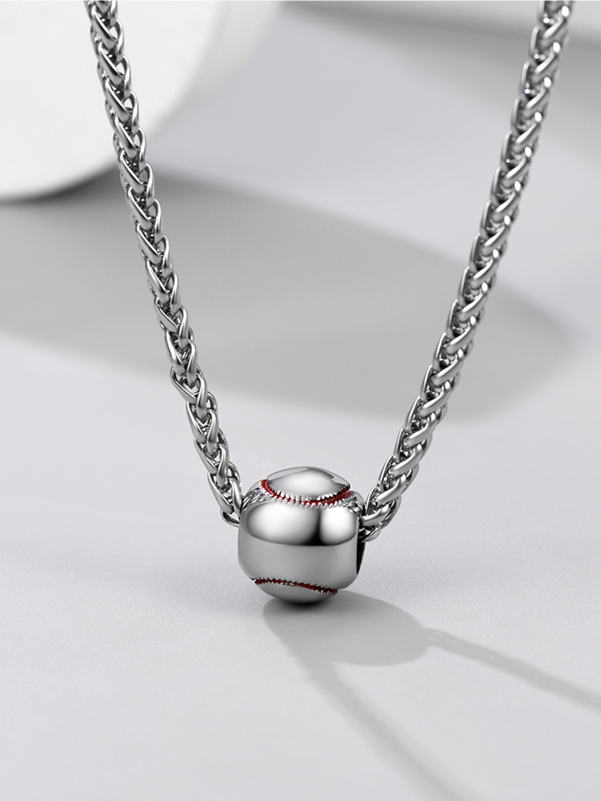 Baseball Pendant Sport Ball Necklace in Stainless
