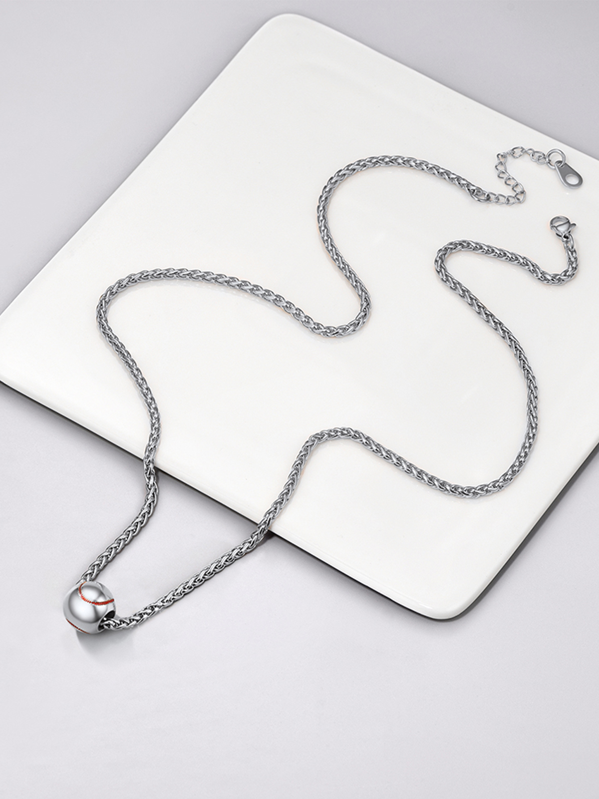 Baseball Pendant Sport Ball Necklace in Stainless