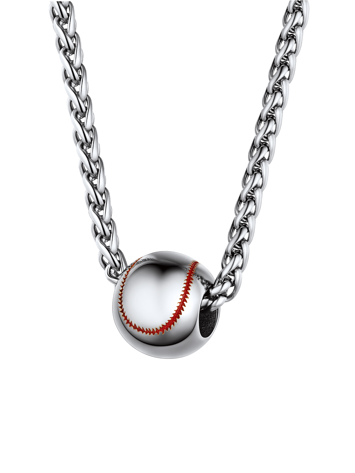 Baseball Pendant Sport Ball Necklace in Stainless