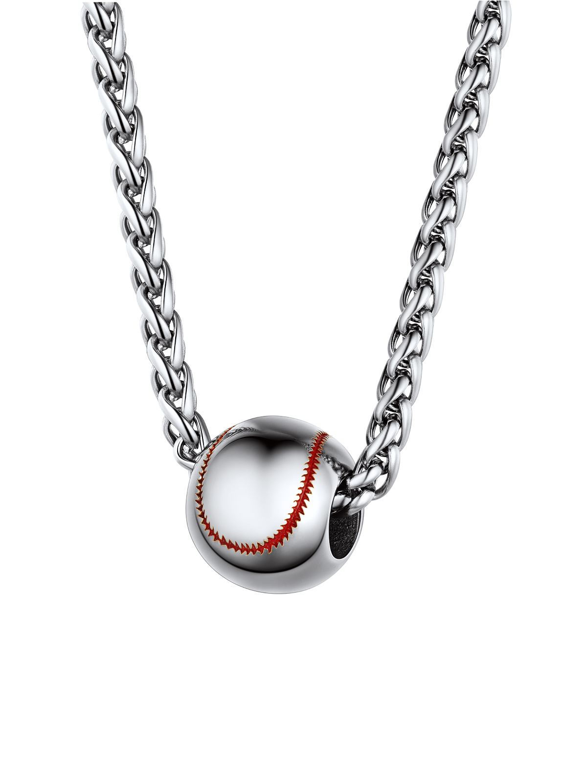 Baseball Pendant Sport Ball Necklace in Stainless