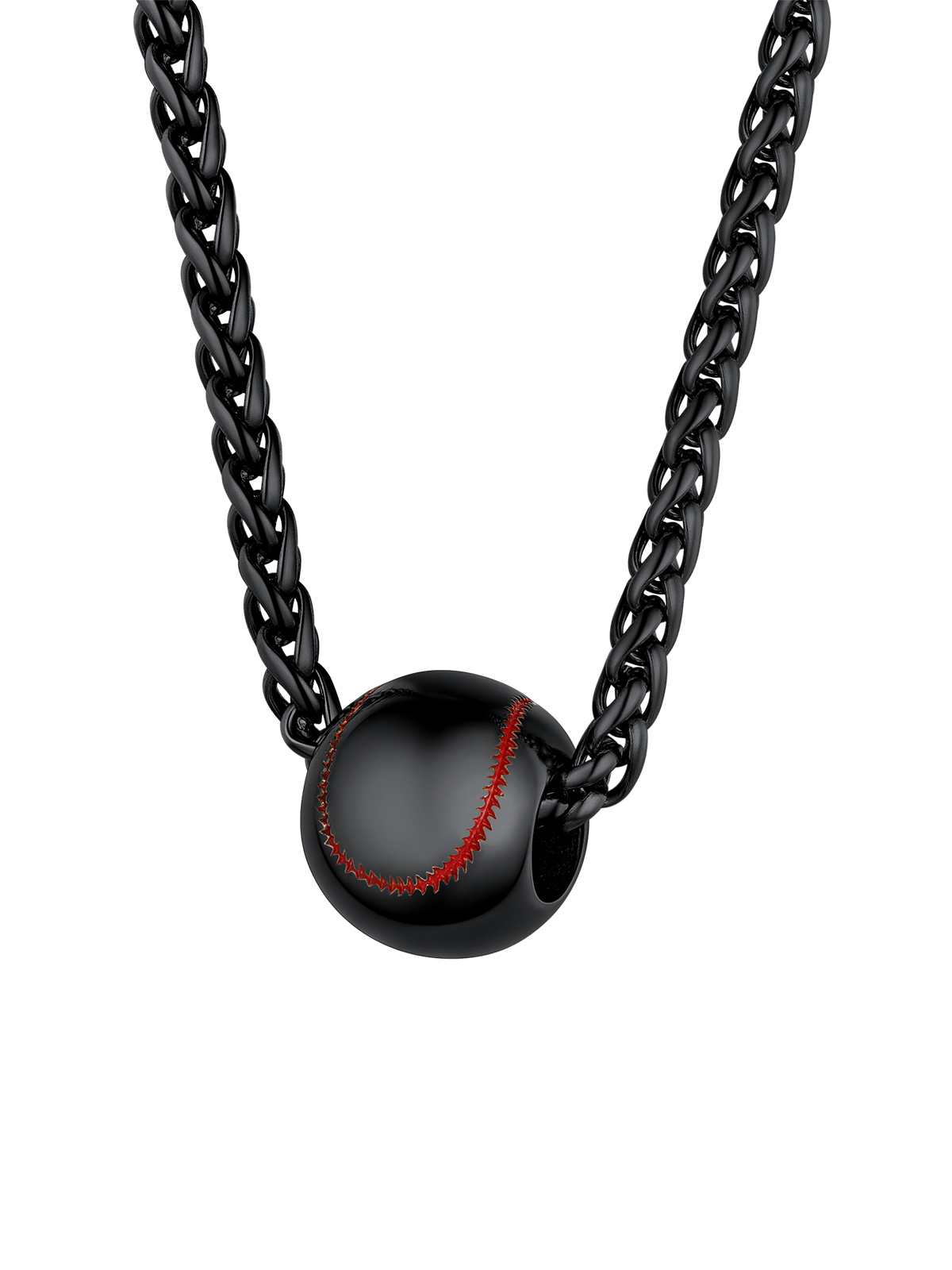Baseball Pendant Sport Ball Necklace in Black
