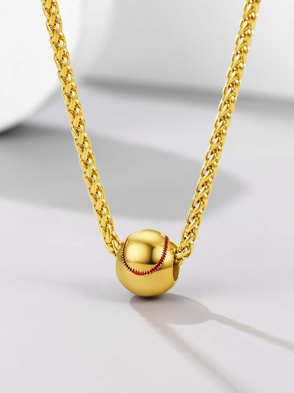 Baseball Pendant Sport Ball Necklace in 18K Gold