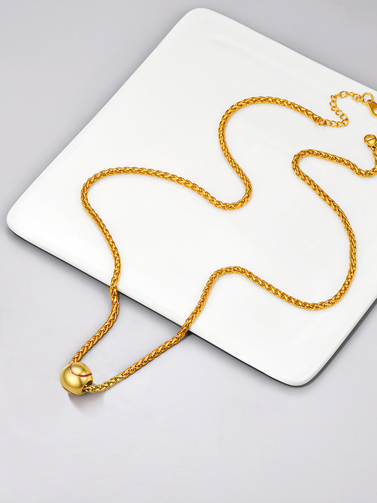 Baseball Pendant Sport Ball Necklace in 18K Gold