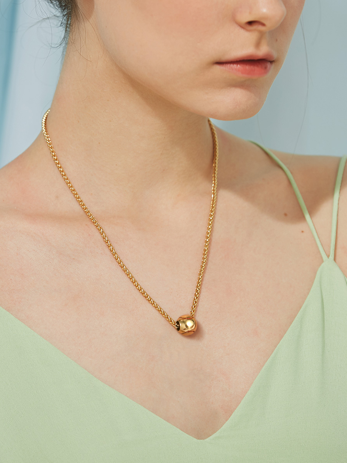 Baseball Pendant Sport Ball Necklace in 18K Gold