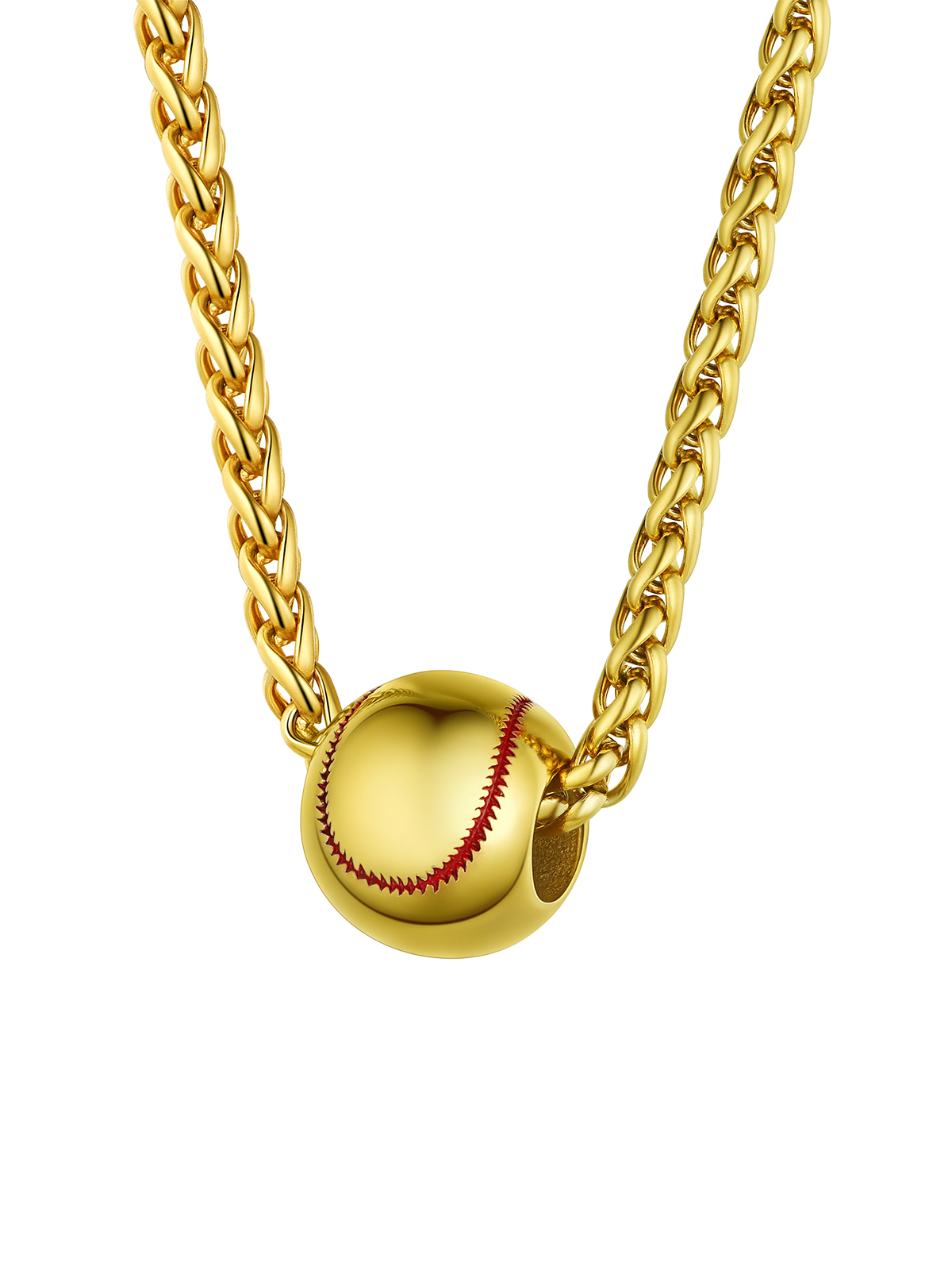 Baseball Pendant Sport Ball Necklace in 18K Gold