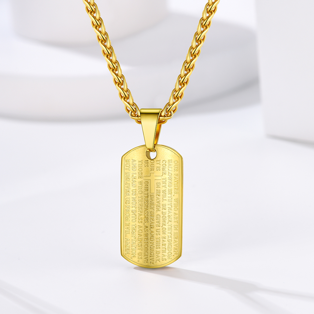 Praying Hand Cross Pendant Necklace with Matthew Lords, 18K Gold Plated-01