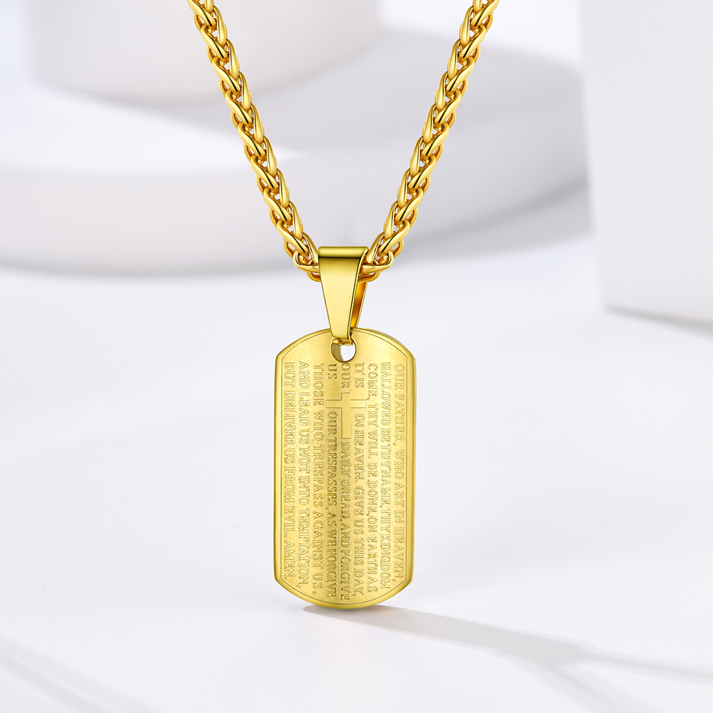 Praying Hand Cross Pendant Necklace with Matthew Lords, 18K Gold Plated-01