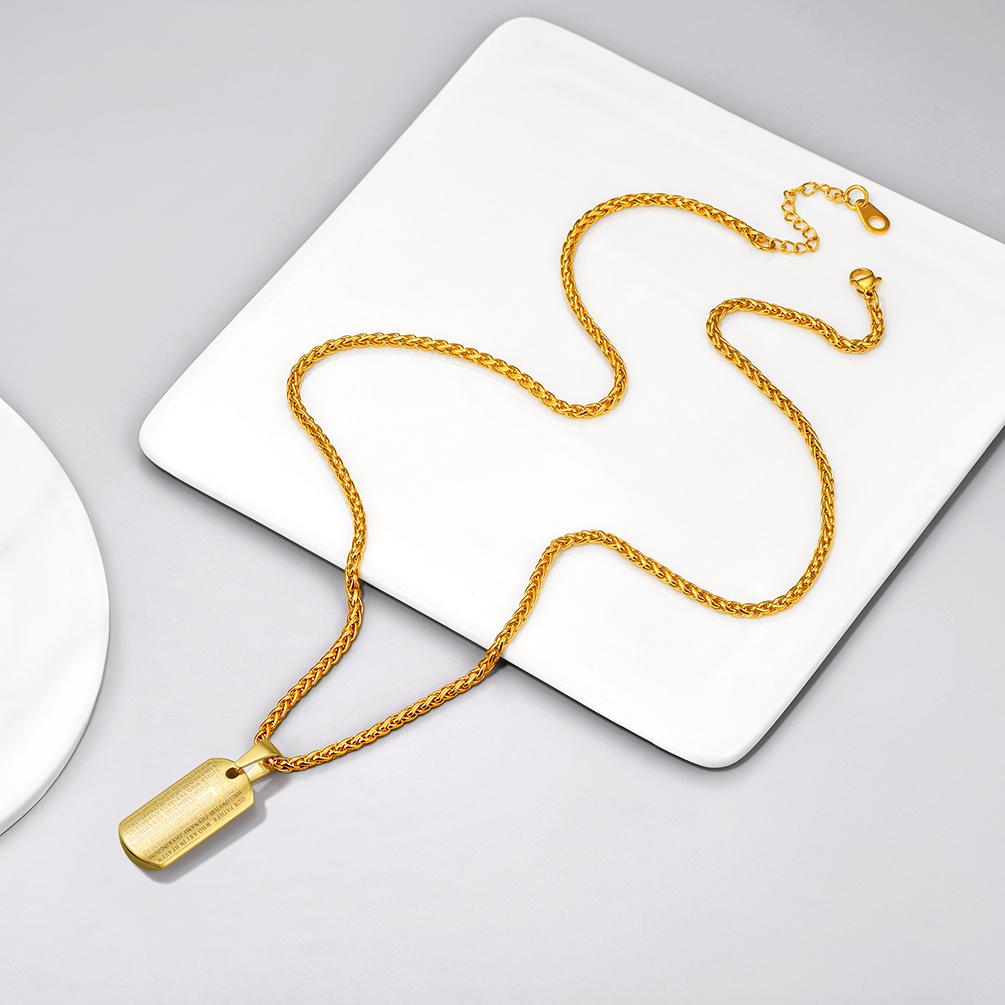 Praying Hand Cross Pendant Necklace with Matthew Lords, 18K Gold Plated-02