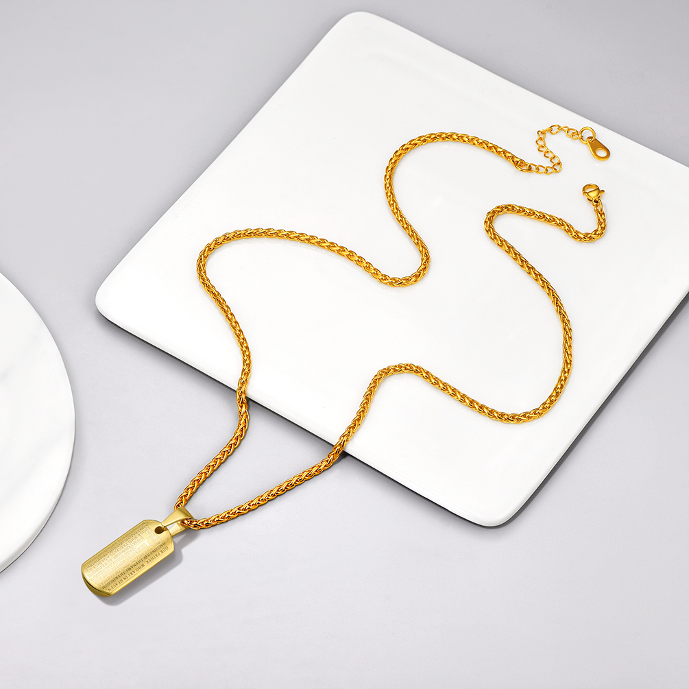 Praying Hand Cross Pendant Necklace with Matthew Lords, 18K Gold Plated-02