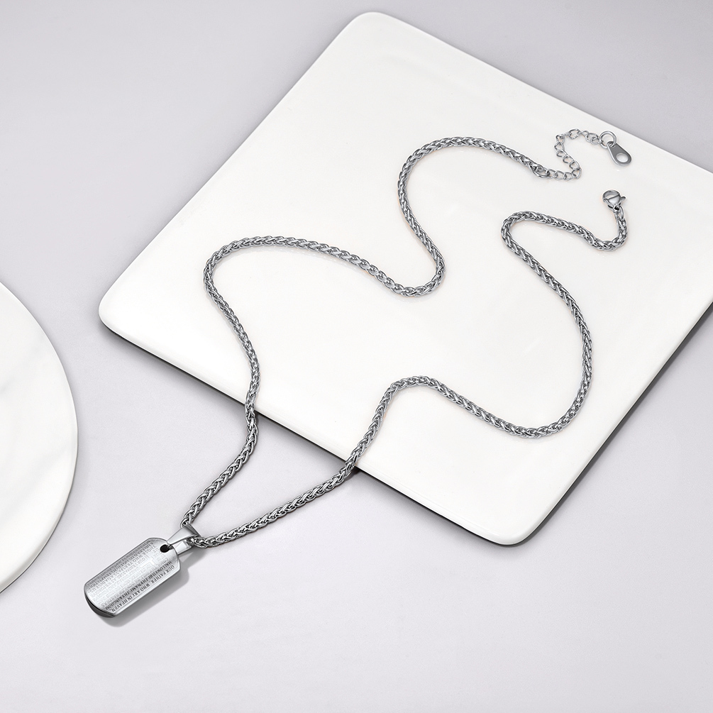 Praying Hand Cross Pendant Necklace with Matthew Lords, Stainless Steel-02