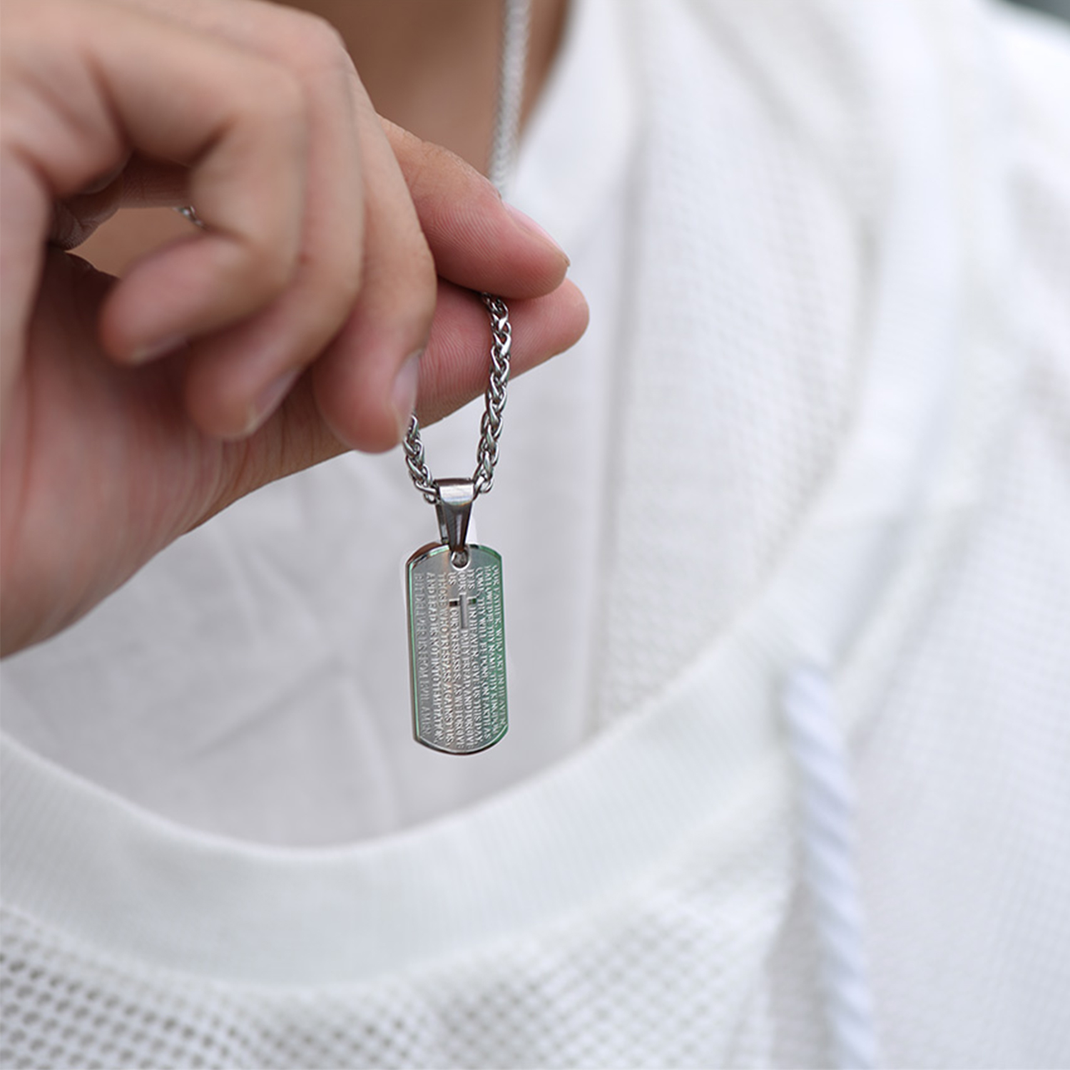 Praying Hand Cross Pendant Necklace with Matthew Lords for Men-02