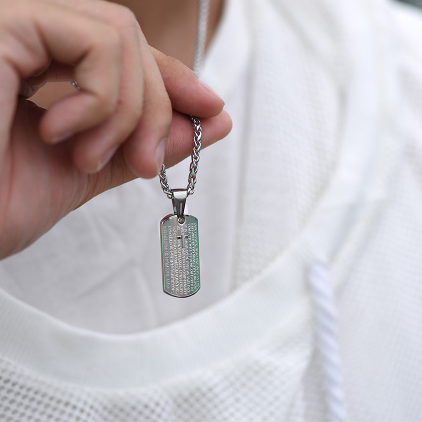 Praying Hand Cross Pendant Necklace with Matthew Lords for Men-02