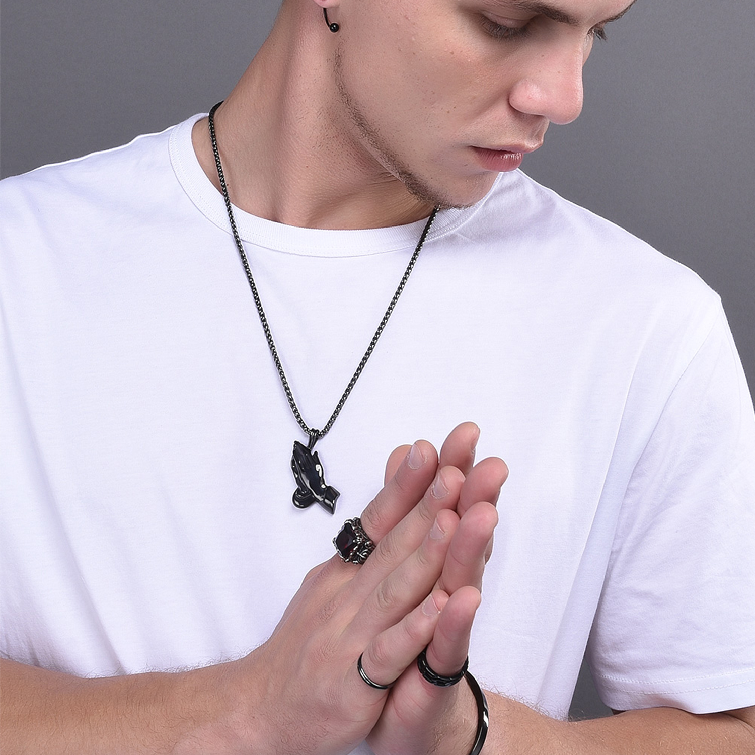 Praying Hand Pendant Necklace for Men-01