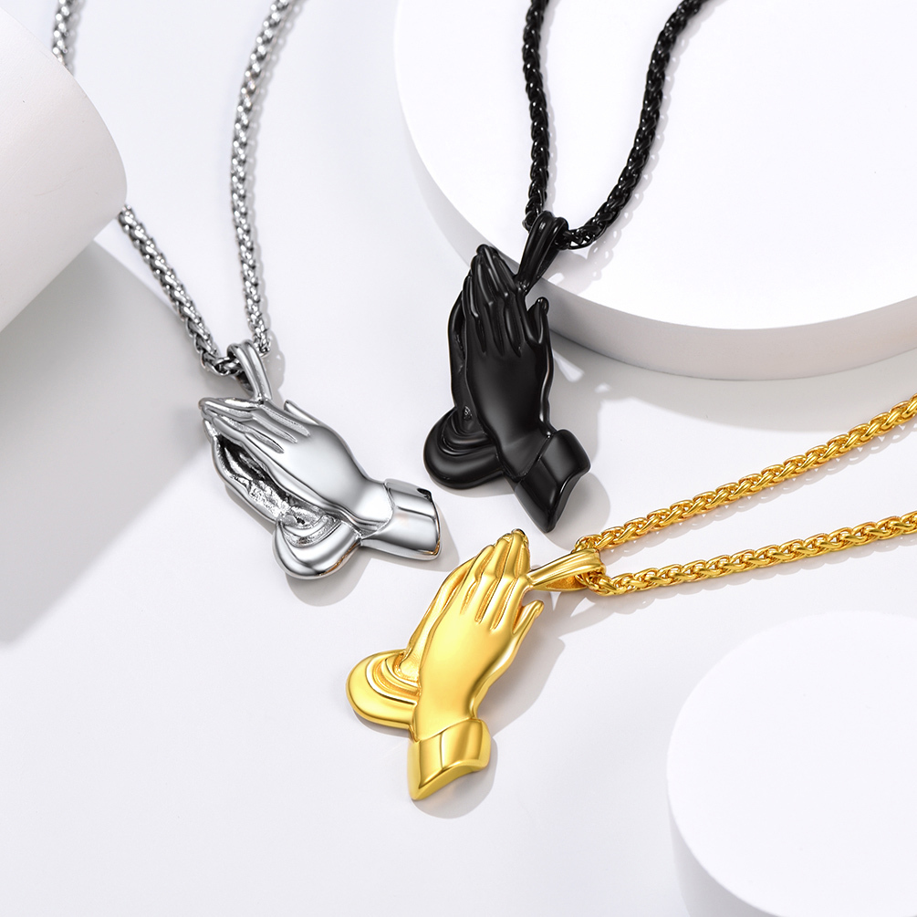 Praying Hand Pendant Necklace in Different Colors