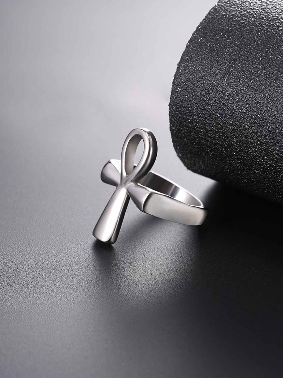 Egyptian Ankh Cross Ring in Stainless