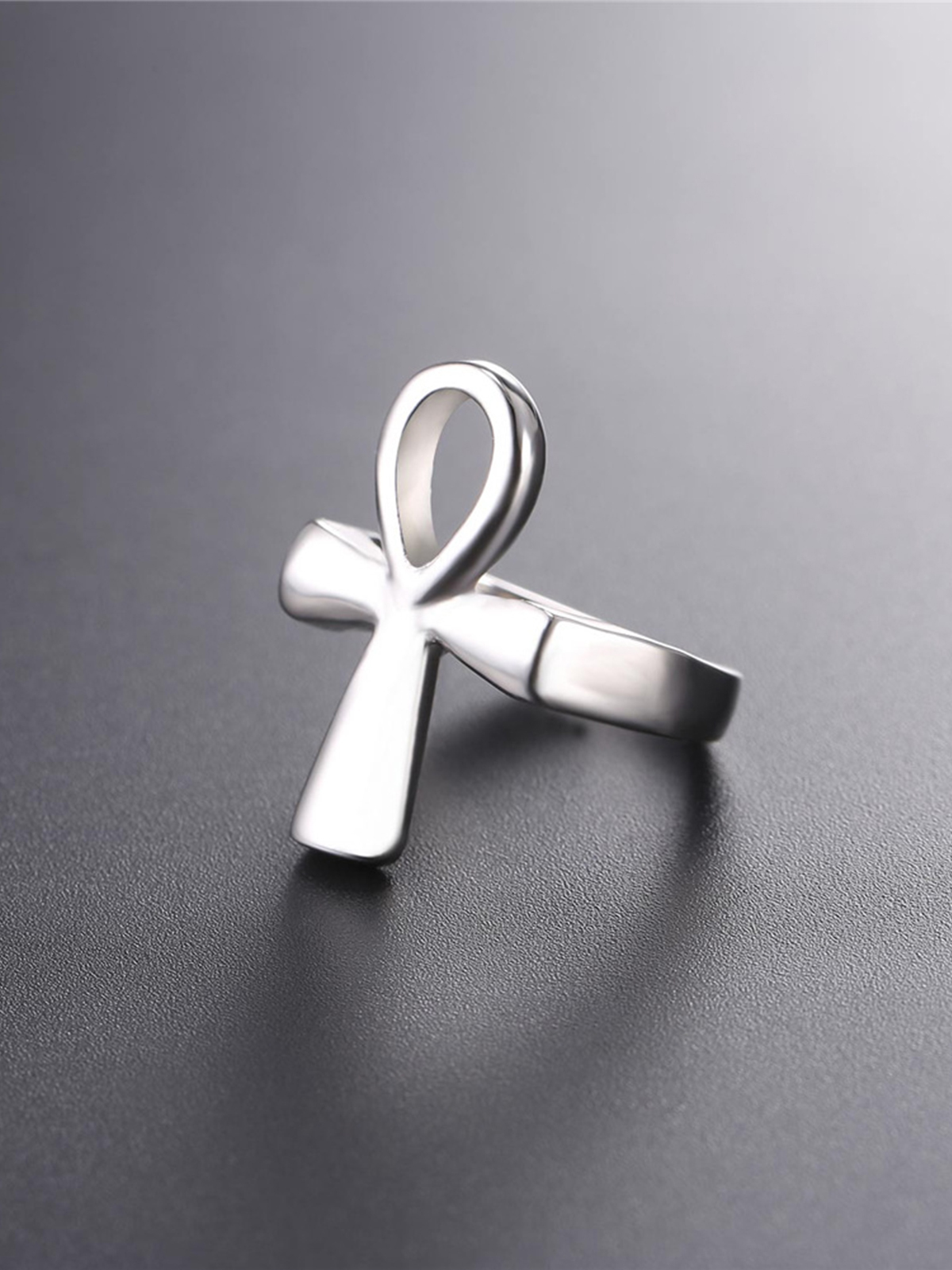 Egyptian Ankh Cross Ring in Stainless