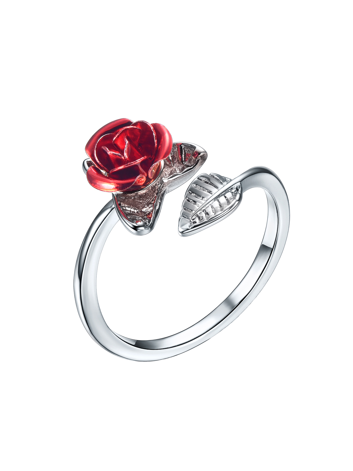 Adjustable Rose Statement Ring in Platinum