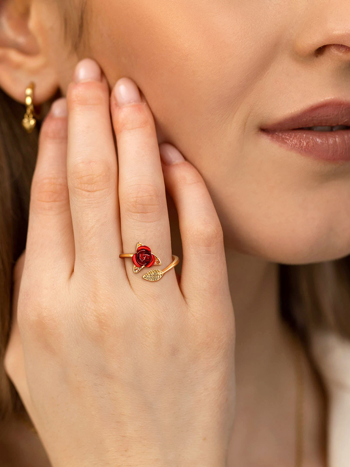 Adjustable Rose Statement Ring in 18K Gold