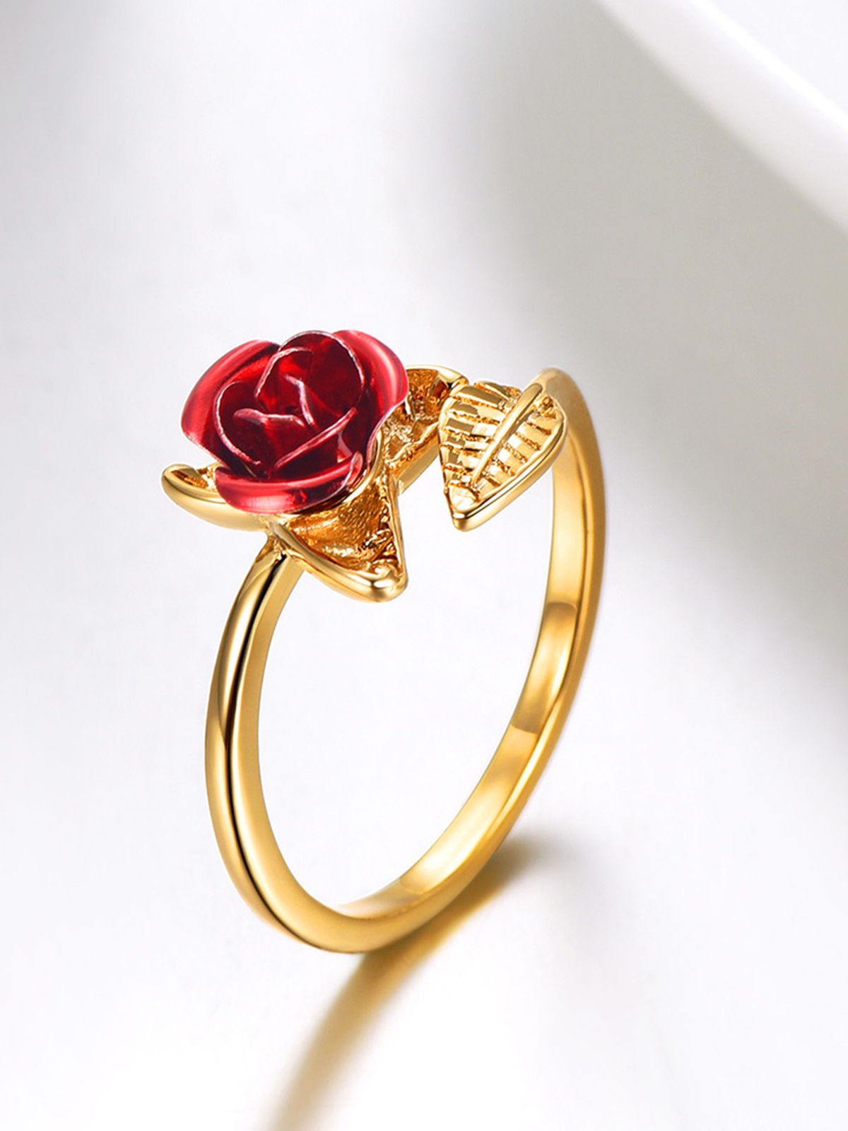 Adjustable Rose Statement Ring in 18K Gold