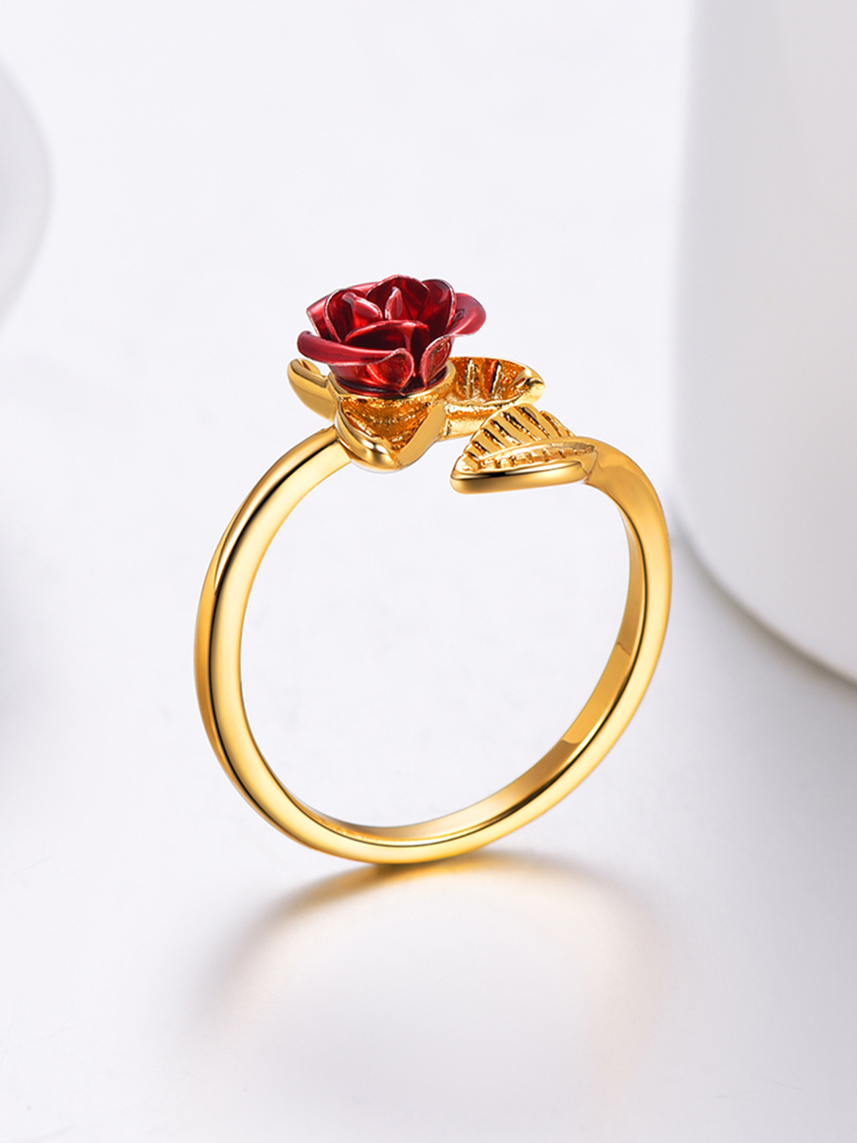 Adjustable Rose Statement Ring in 18K Gold