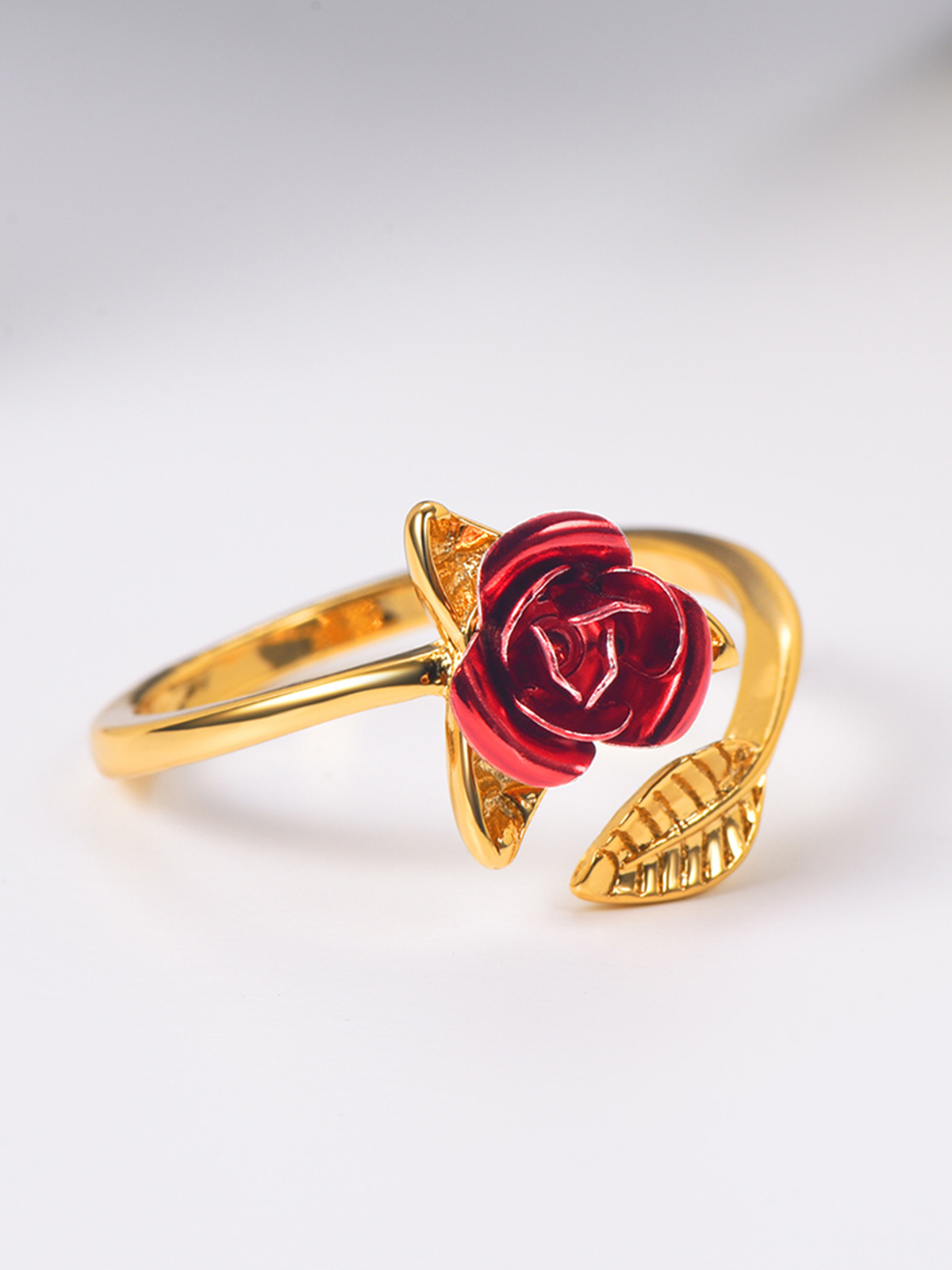 Adjustable Rose Statement Ring in 18K Gold