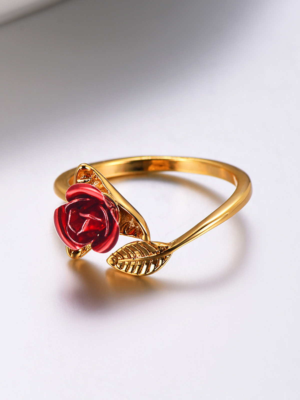Adjustable Rose Statement Ring in 18K Gold