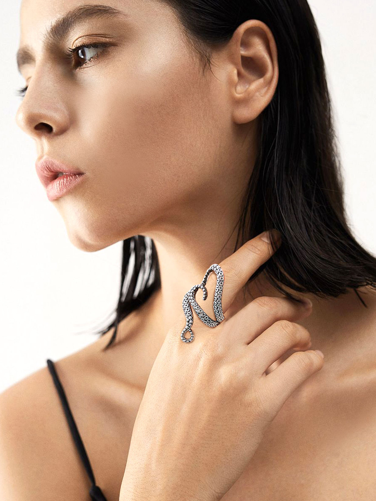 Adjustable Octopus Statement Ring in Silver