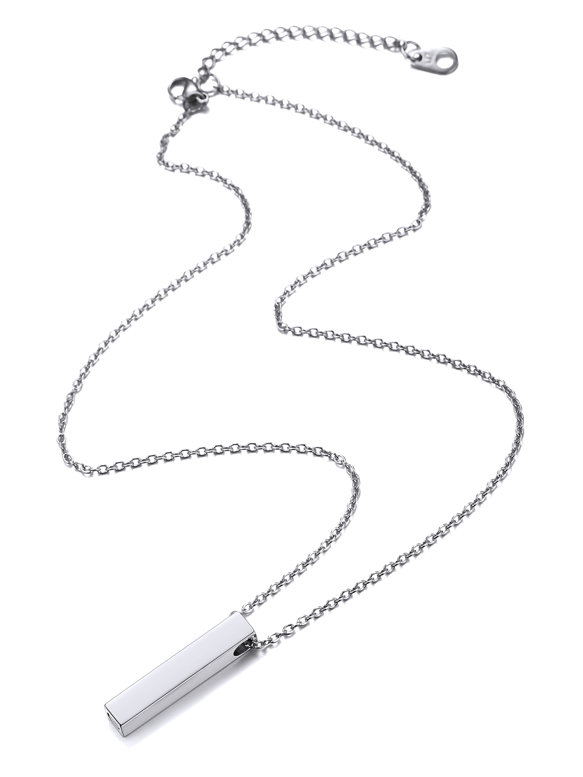 4-Sided Vertical Bar Pendant Cremation Urn Necklace in Stainless