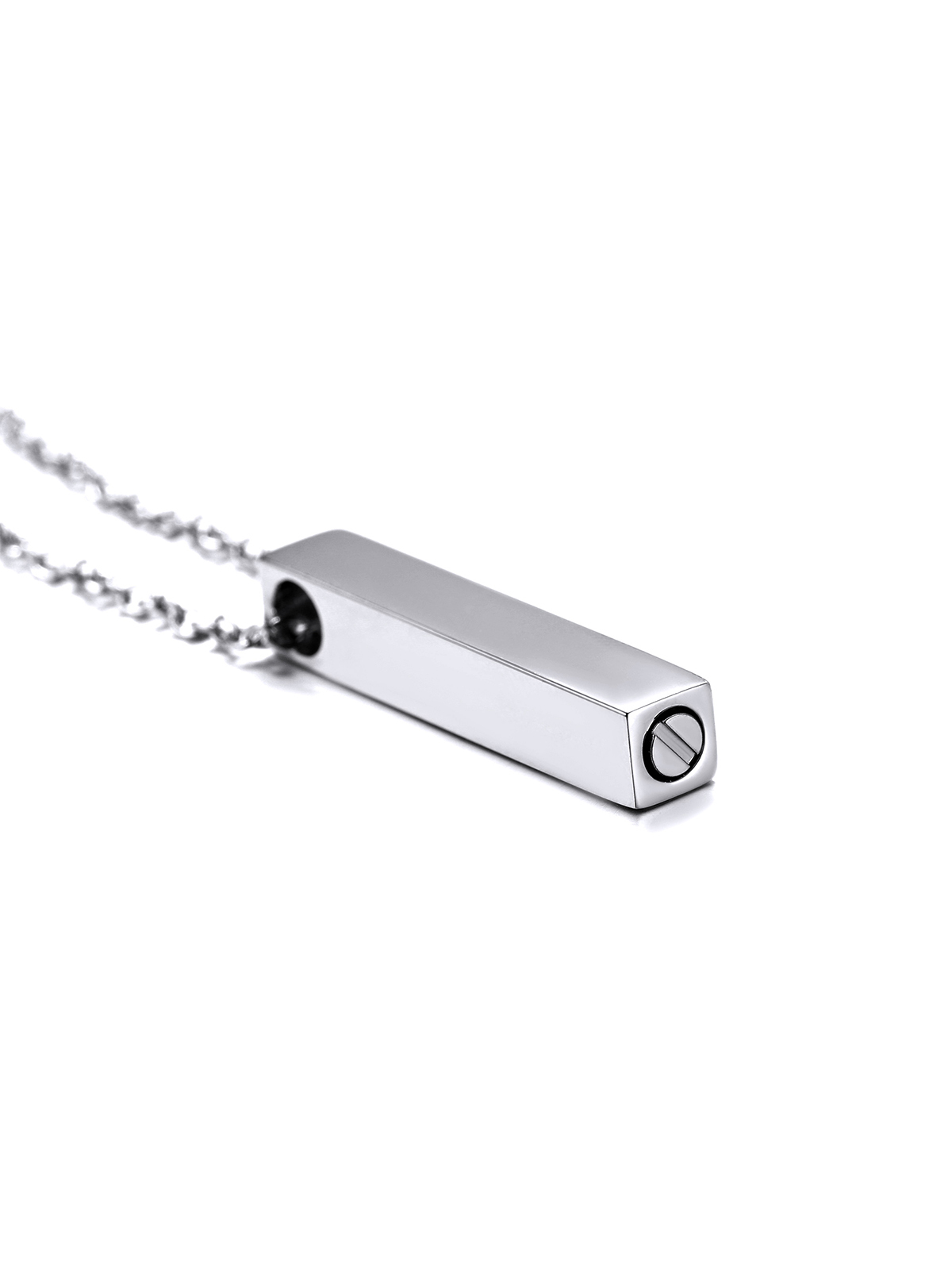 4-Sided Vertical Bar Pendant Cremation Urn Necklace in Stainless