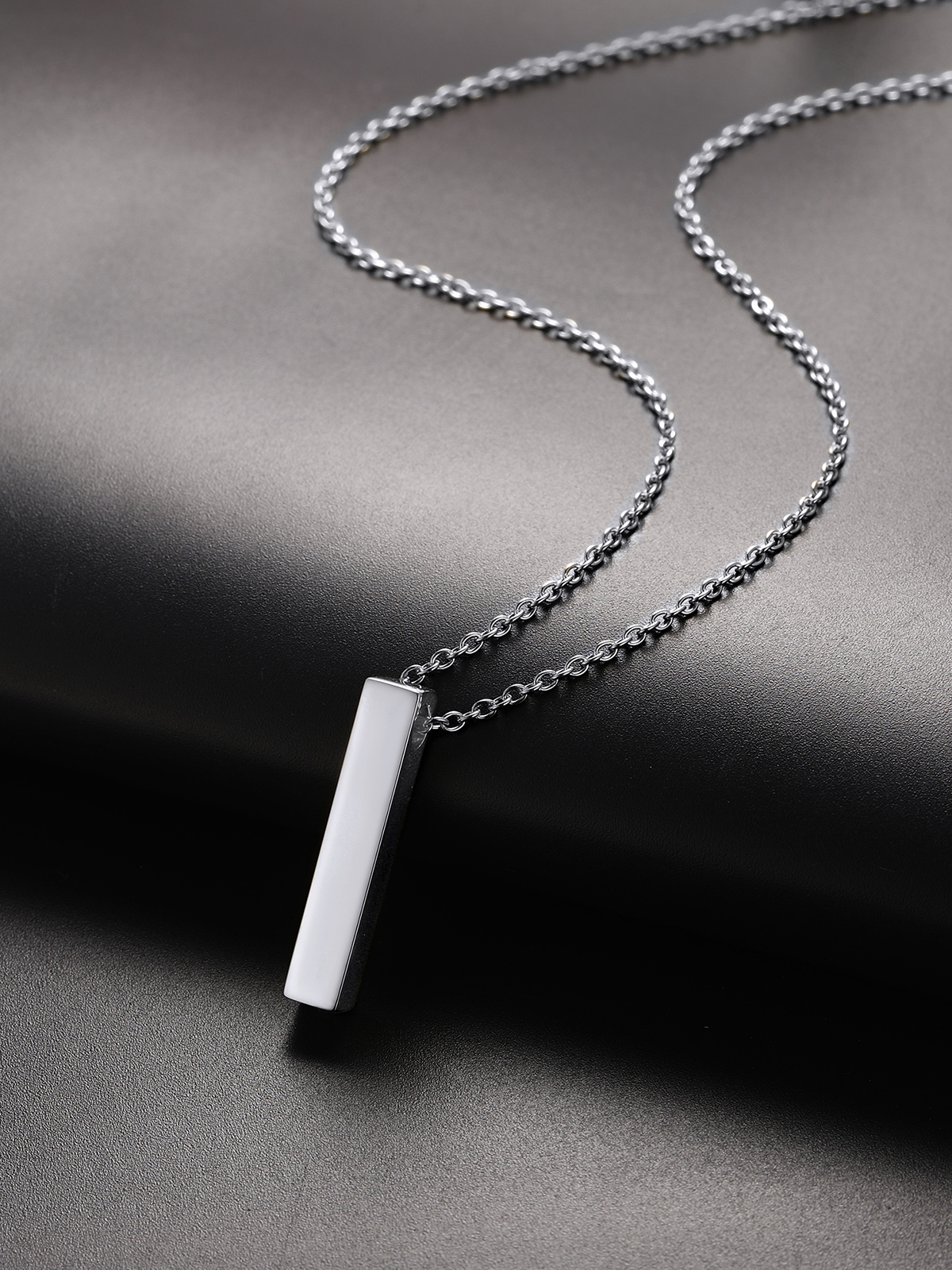 4-Sided Vertical Bar Pendant Cremation Urn Necklace in Stainless