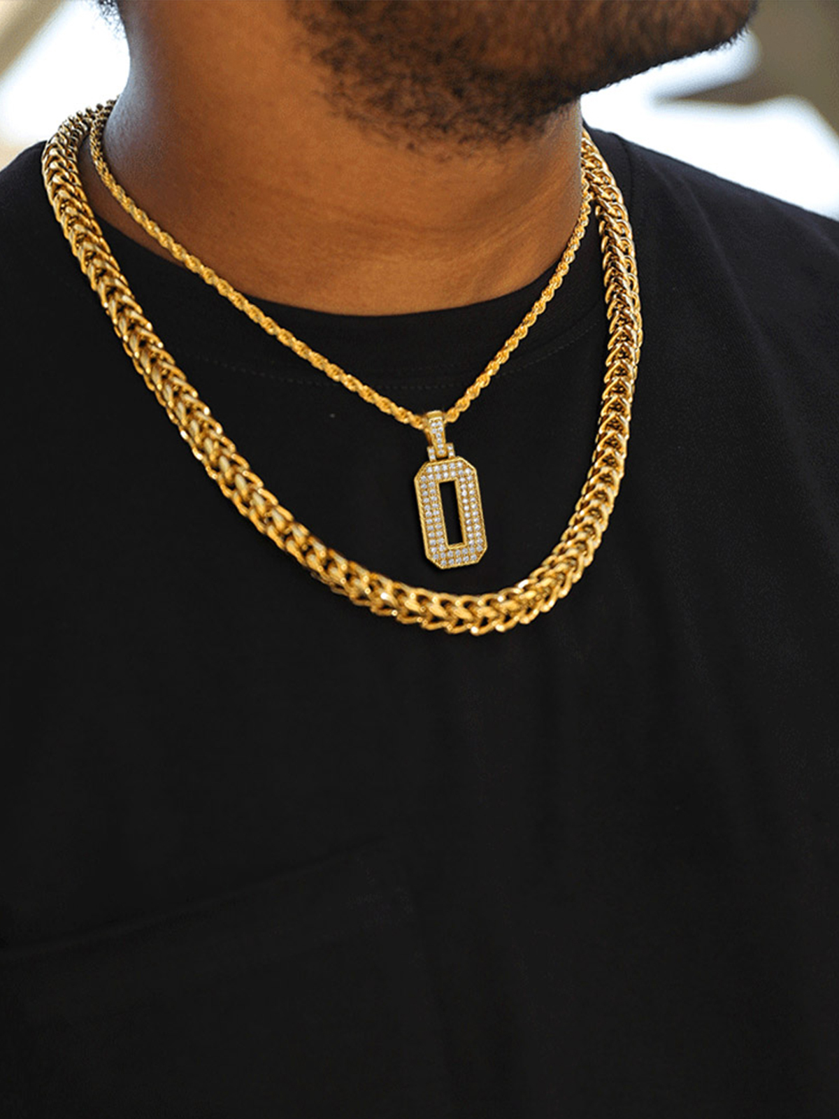 Number Necklace Iced Out Pendant with CZ in 18K Gold Plated