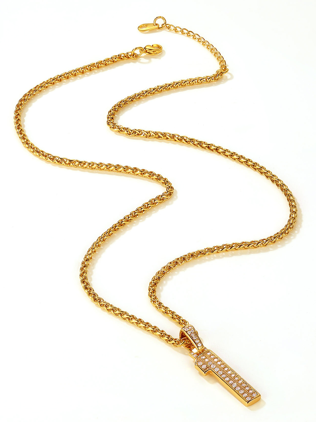 Number Necklace Iced Out Pendant with CZ in 18K Gold Plated