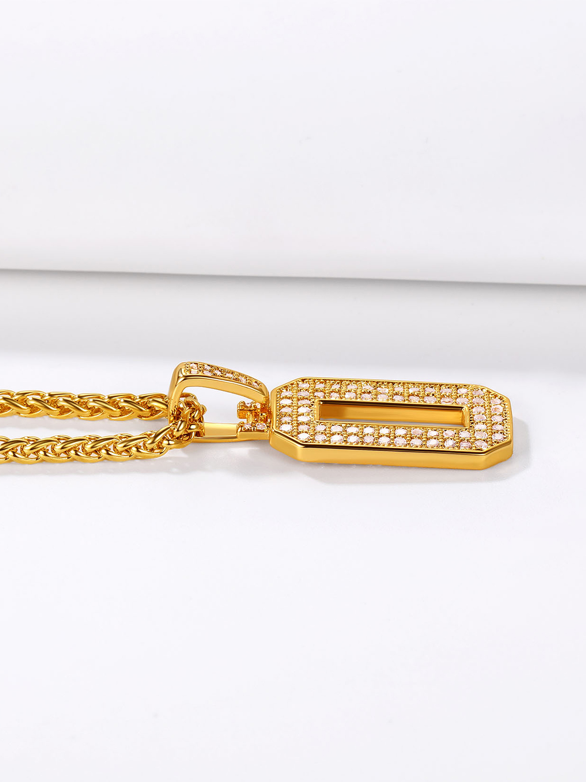 Number Necklace Iced Out Pendant with CZ in 18K Gold Plated