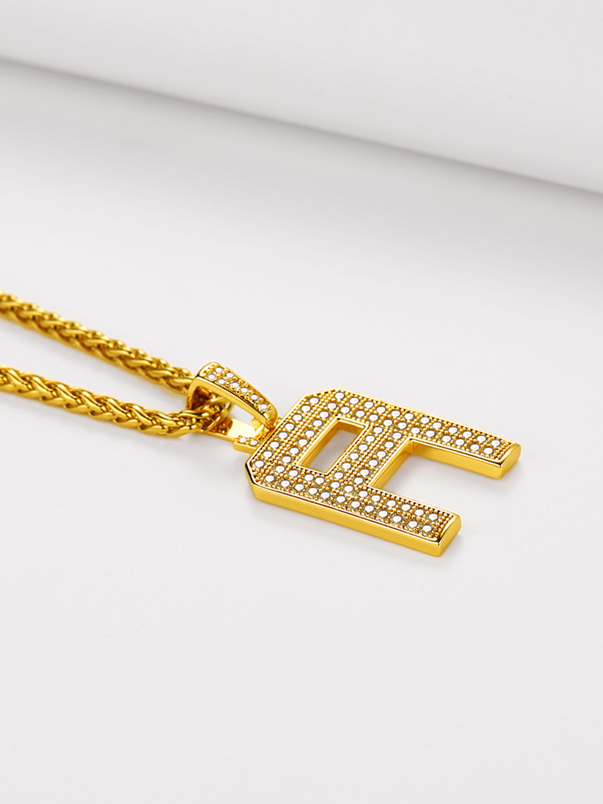 Initial Necklace Iced Out Pendant with CZ in 18K Gold Plated