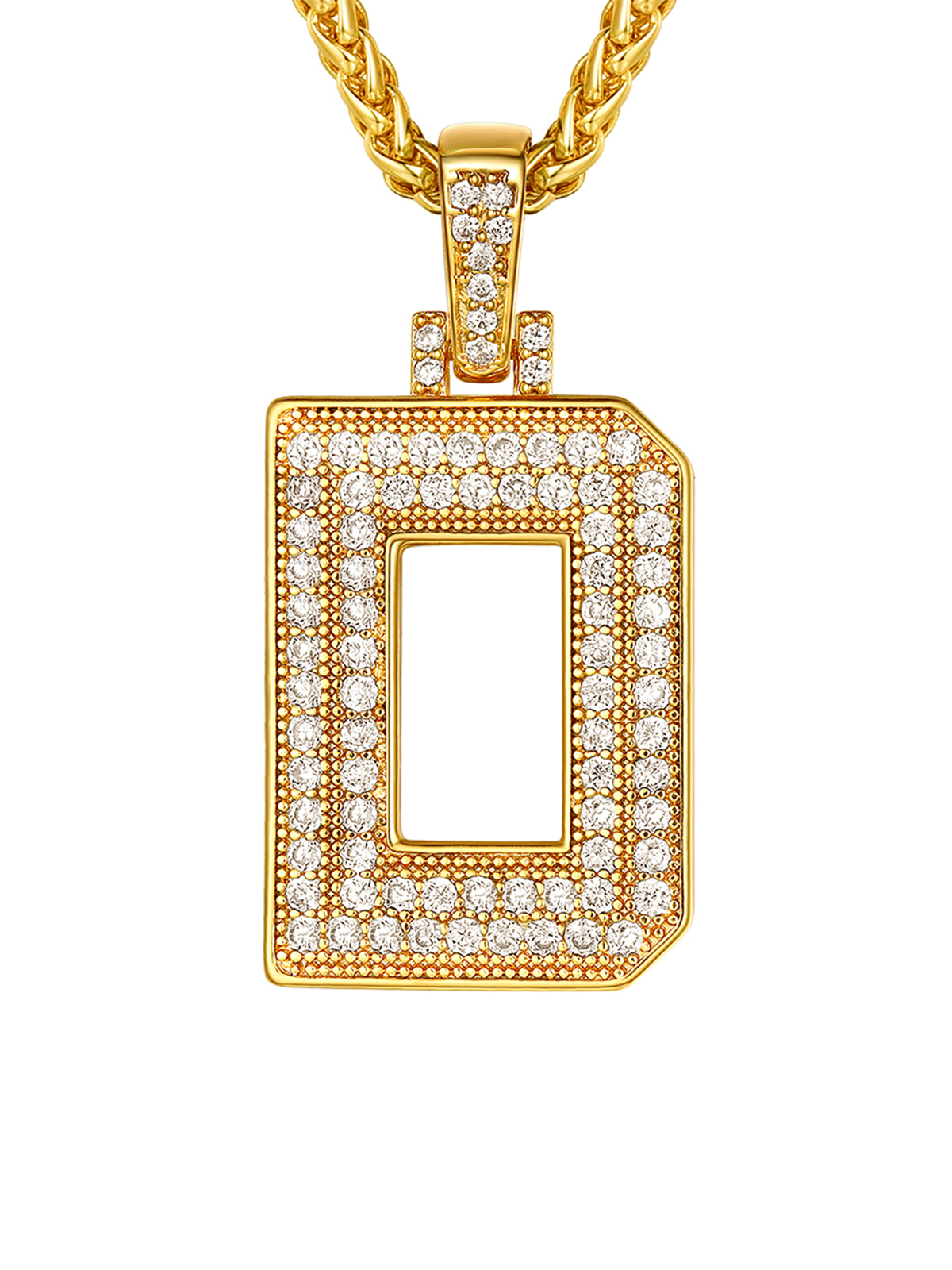Initial Necklace Iced Out Pendant with CZ in 18K Gold Plated