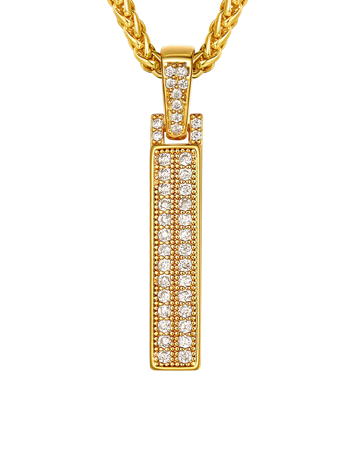 Initial Necklace Iced Out Pendant with CZ in 18K Gold Plated