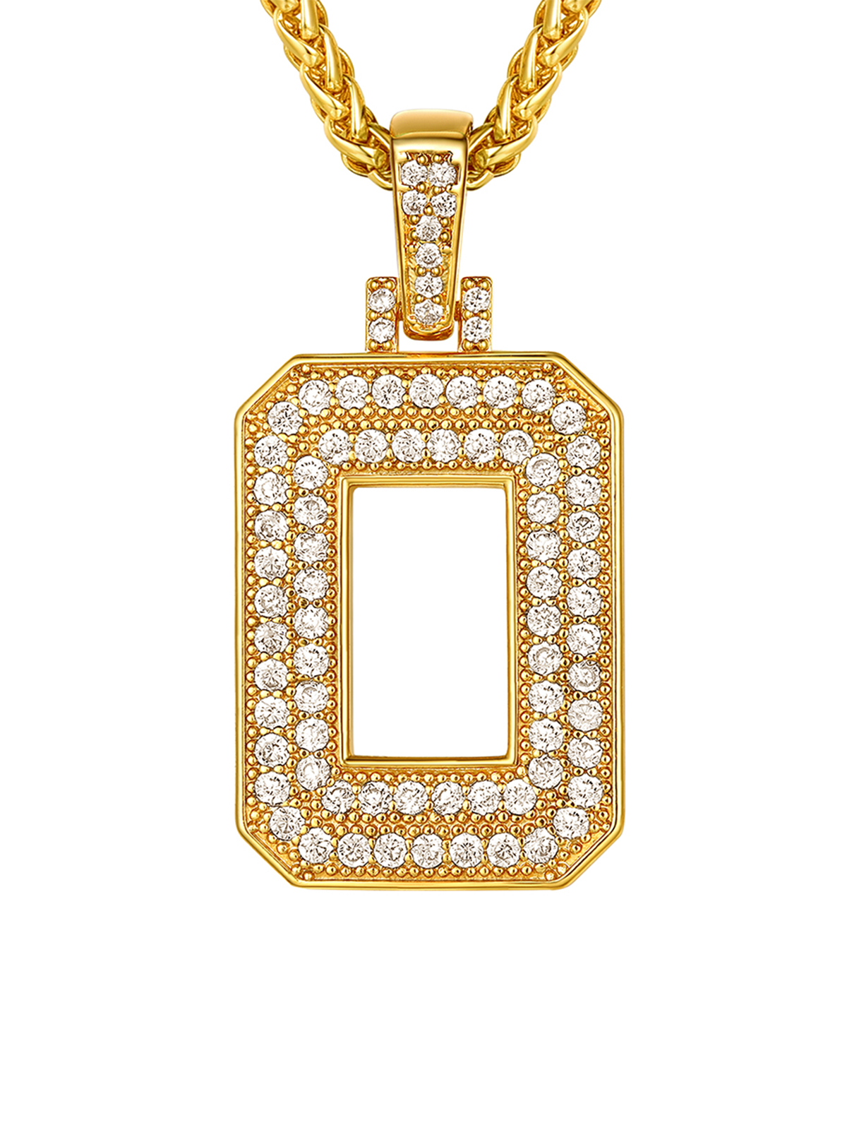 Initial Necklace Iced Out Pendant with CZ in 18K Gold Plated