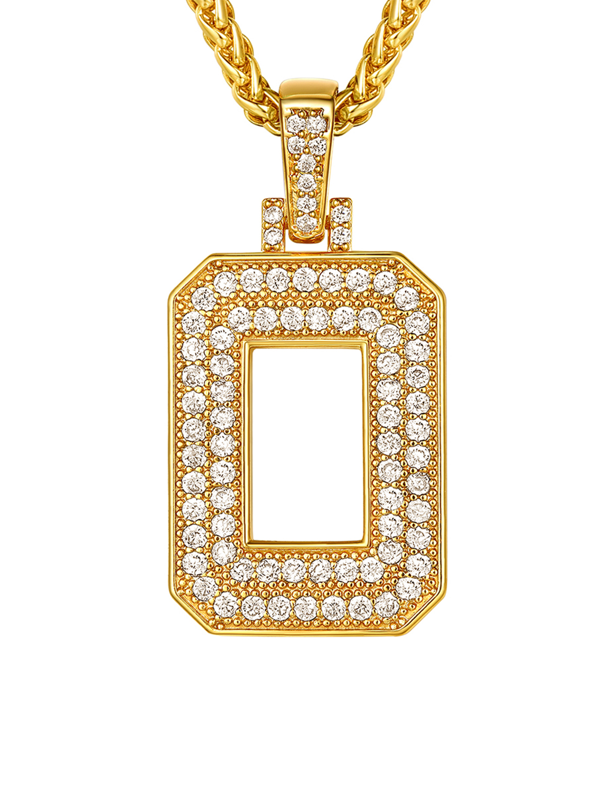 Initial Necklace Iced Out Pendant with CZ in 18K Gold Plated