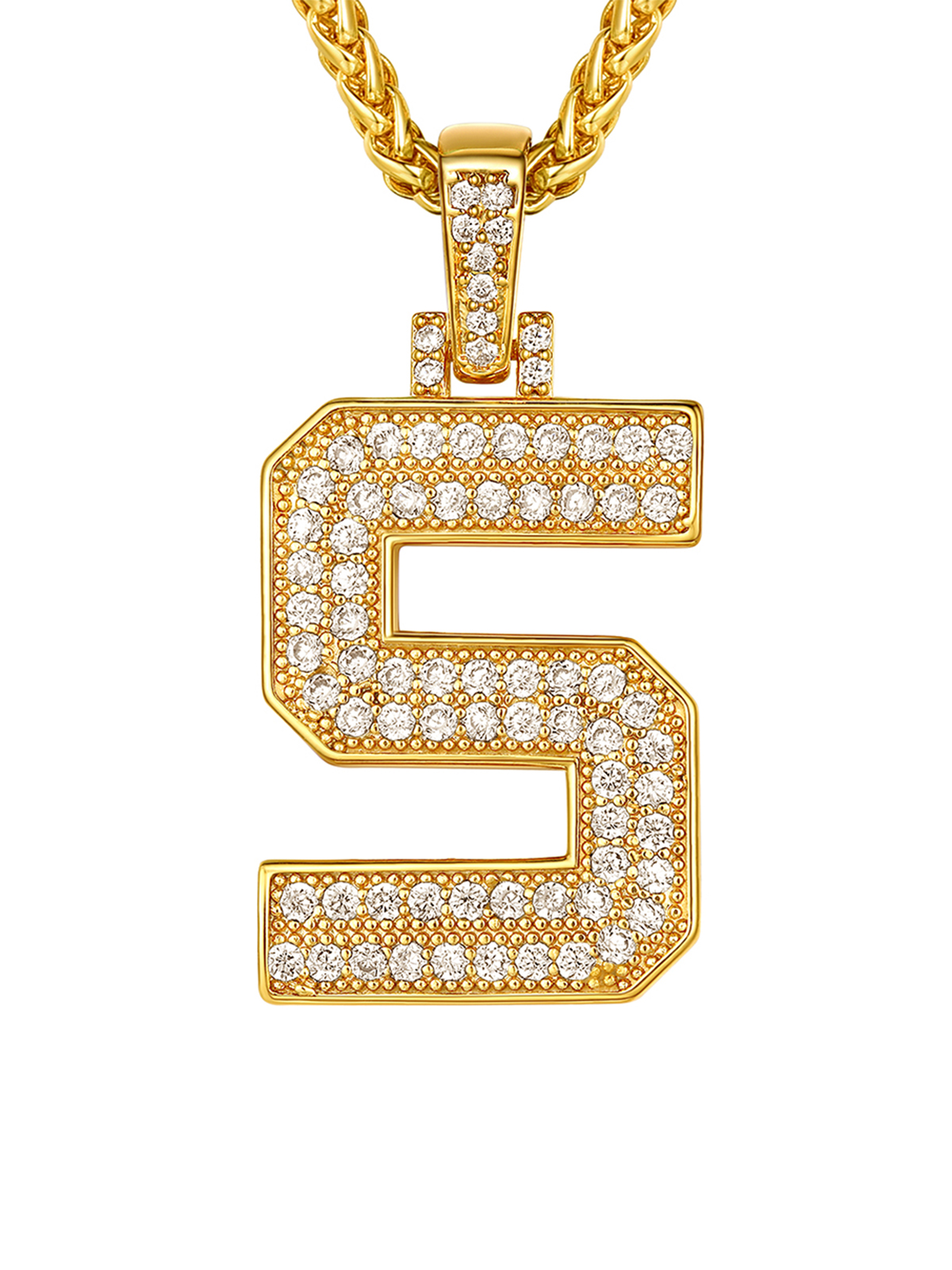 Initial Necklace Iced Out Pendant with CZ in 18K Gold Plated