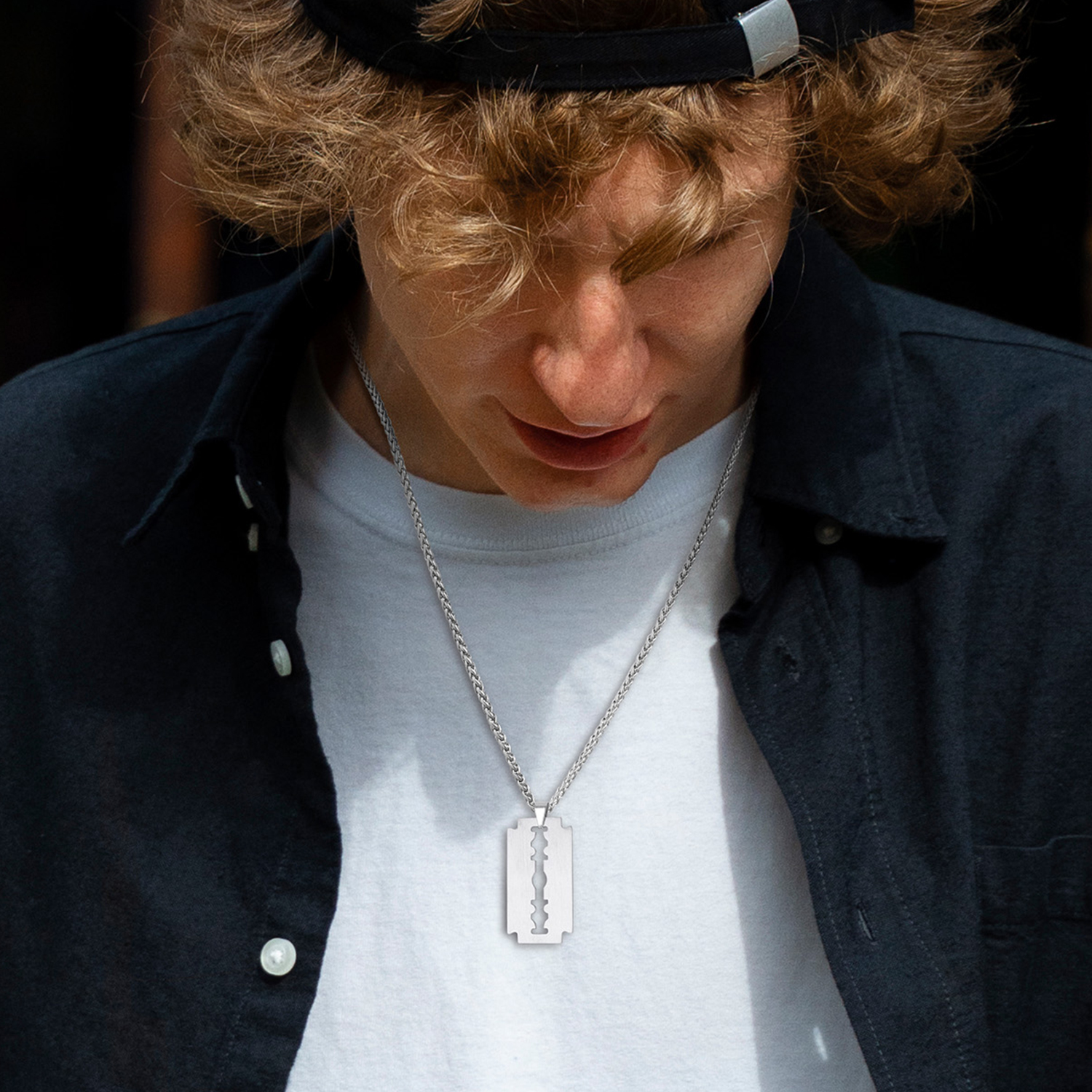 Razor Blade Pendant Necklace for Men-01