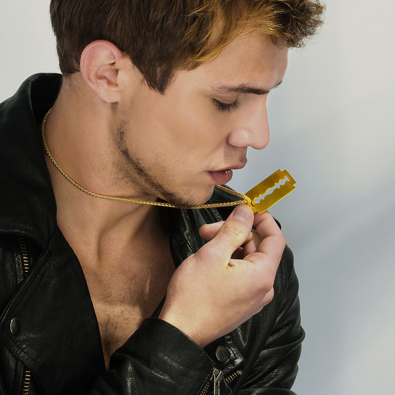 Razor Blade Pendant Necklace for Men