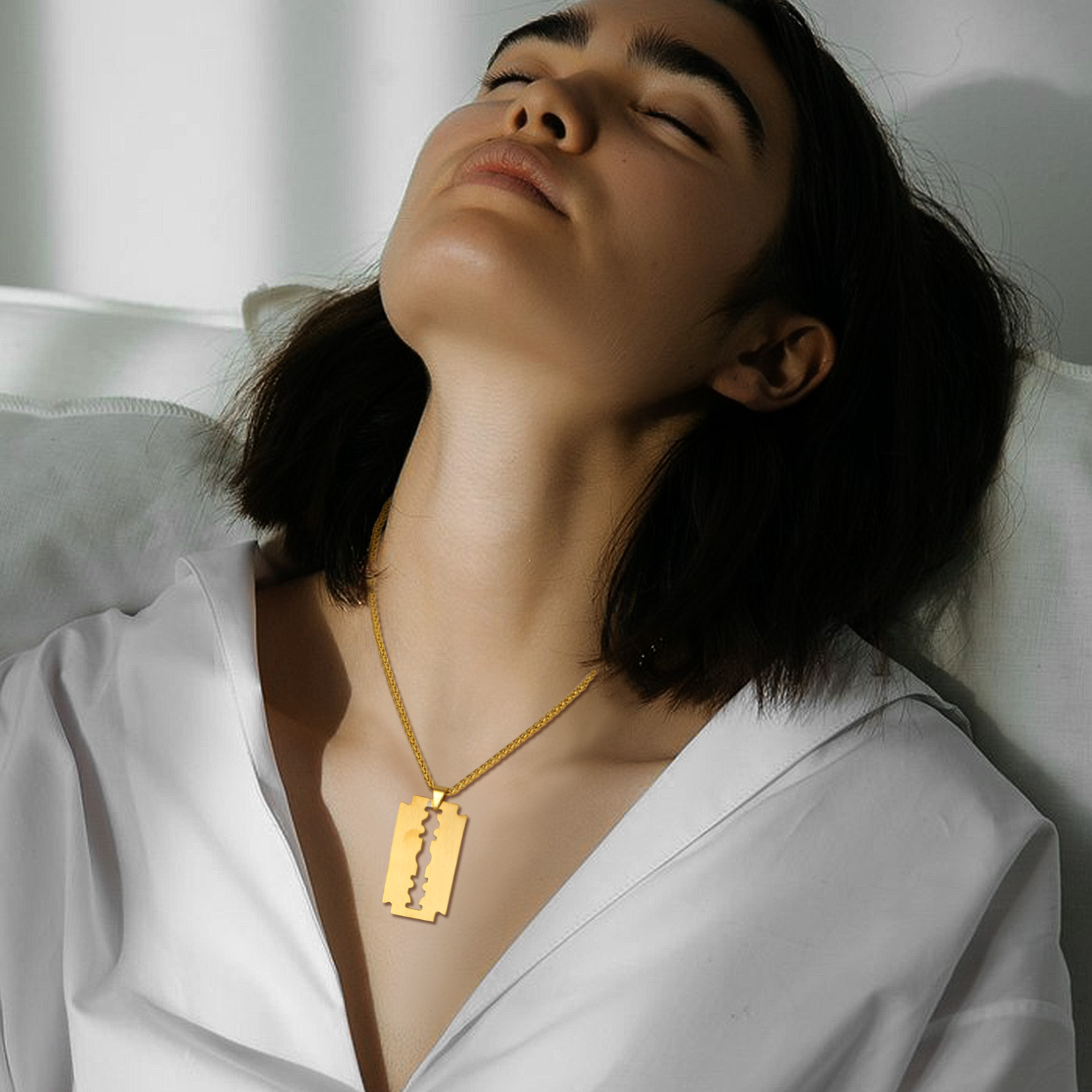 Razor Blade Pendant Necklace for Women